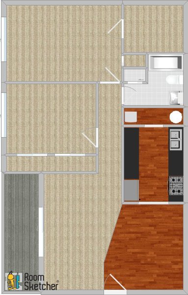 2 bed 1 bath, standard Floor Plan 6
